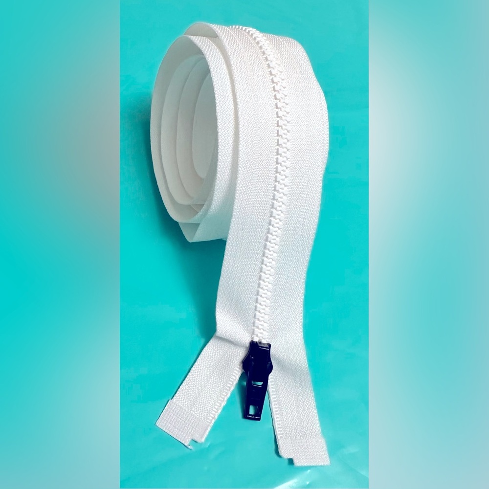 2-pc Paskal zippers and fasteners extra long zipper White w/blk slider 66” New
